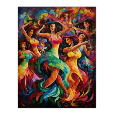 Artery8 Unframed Wall Art Latino South America Colourful Bright Bold Painting Rhythm Body Energy Theatre Arts12X16 Inch from B&Q