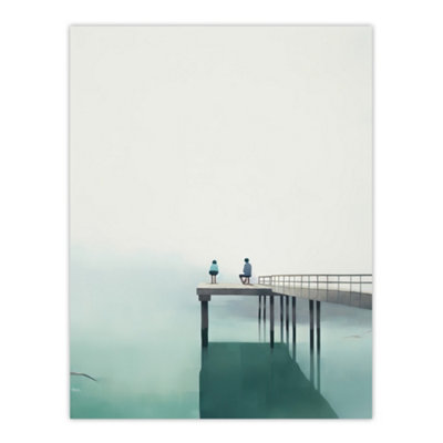 Artery8 Unframed Wall Art The End Of The Pier By Amy Denver Minimalist Soft Pastel Calm Minimalism Simple Modern12X16 Inch from B&Q
