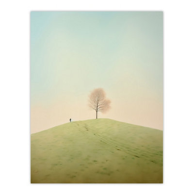 Artery8 Unframed Wall Art Perspective Tree By Amy Denver Minimalist Soft Pastel Greens Minimalism Simple Modern12X16 Inch from B&Q