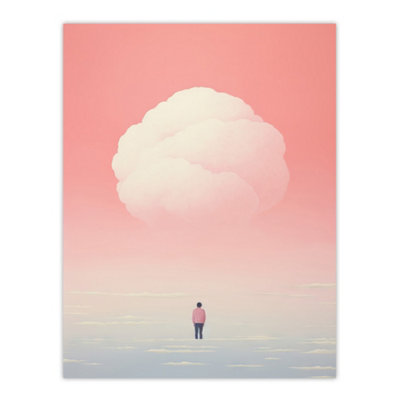 Artery8 Unframed Wall Art Clouded Thoughts By Amy Denver Minimalist Soft Pastel Pink Peach Minimalism Simple Modern12X16 Inch from B&Q