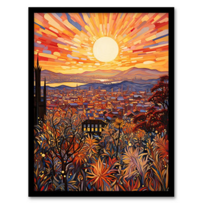Artery8 La California Sunrise Over San Gabriel And San Bernardino Mountains Artwork Painting Wall Art PrintA4 Size from B&Q