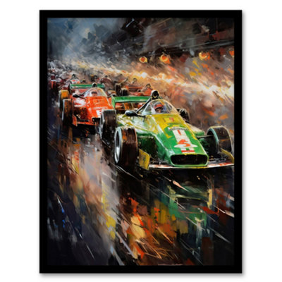 Artery8 Motorsport Grid Start Moody Artwork Man Cave Painting Wall Art PrintA4 Size from B&Q
