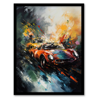Artery8 Sports Car Racing Oil Painting For Him Motor Racing Man Cave Wall Art PrintA4 Size from B&Q