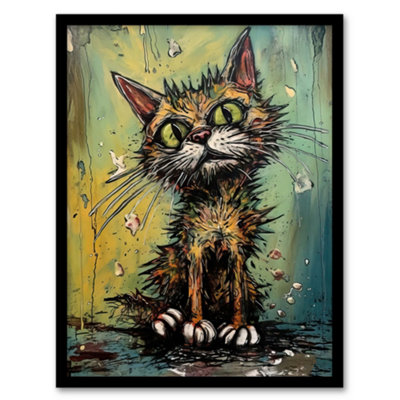 Artery8 Alley Cat Stray Scruffy Moggie Painting By Tom Jones Wall Art PrintA4 Size from B&Q