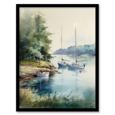 Artery8 Framed Wall Art Sailboat Watercolour Study River Thames 196712X16 Inch from B&Q