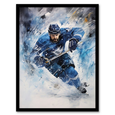 Artery8 Framed Wall Art Ice Hockey Skater Roughing Action Artwork Man Cave12X16 Inch from B&Q