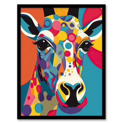 Artery8 Framed Wall Art Colourful Giraffe Graphic Artwork Zoo Animal Geometric Patterns And Shapes Kids Bedroom12X16 Inch from B&Q