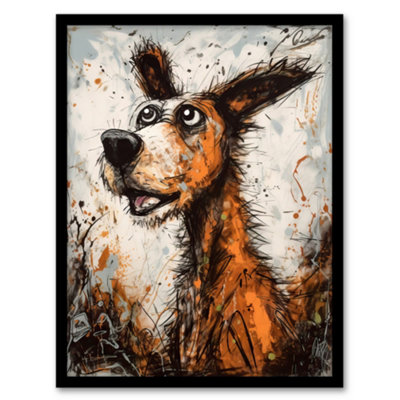 Artery8 Framed Wall Art The Master Calls Artwork Fun Dog Painting By Tom Jones12X16 Inch from B&Q