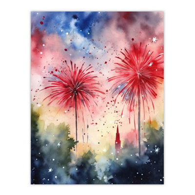 Artery8 Unframed Wall Art 4Th July Independence Day Light Show Usa12X16 Inch from B&Q