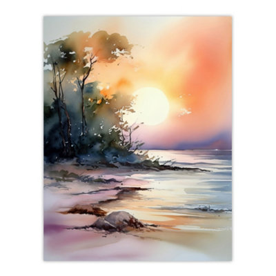 Artery8 Unframed Wall Art The Bonnie Banks Of Loch Lomond Sunset Watercolour12X16 Inch from B&Q