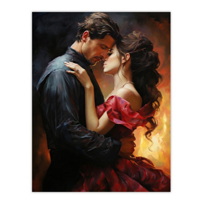 B&Q -  Unframed Wall Art The Embrace Painting Lovers Passionate Flamenco Dance Bedroom Art12X16 Inch