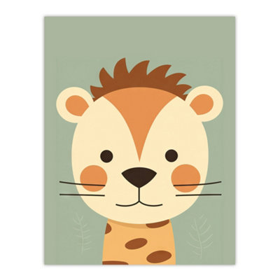 Artery8 Unframed Wall Art Cute Zoo Animal Graphic Artwork Soft Pastel Colour Geometric Shapes Kids Bedroom Painting12X16 Inch from B&Q