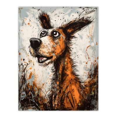 Artery8 Unframed Wall Art The Master Calls Artwork Fun Dog Painting By Tom Jones12X16 Inch from B&Q