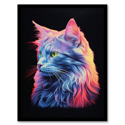 Artery8 Ragamuffin Cat Artwork No 2 By Karen Peters Bright Uplit Pastel Toned Light Elegant Painting Wall Art PrintA4 Size from B&Q