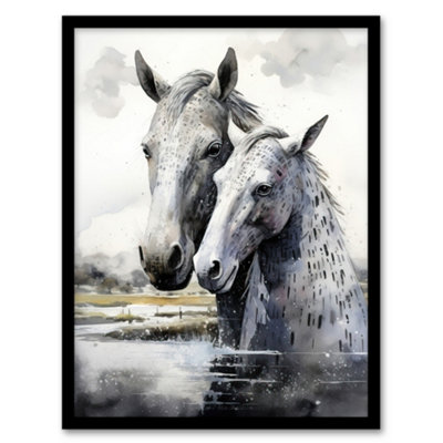 Artery8 The Kelpies Reimagined Watercolour Artwork Myth Legend Scotland Celtic Wall Art PrintA4 Size from B&Q