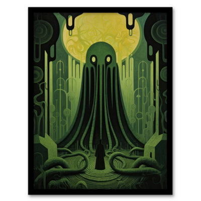 Artery8 The Rise Of Cthulhu H.p. Lovecraft Mythos Horror Madness Artwork Painting Wall Art PrintA4 Size from B&Q