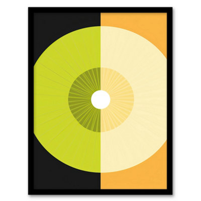 Artery8 Framed Wall Art Abstract Kiwi And Orange Kitchen Artwork Black Green Orange Painting12X16 Inch from B&Q