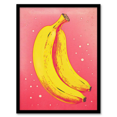 B&Q -  Framed Wall Art Simple Banana Minimal Kitchen Art Print Minimalist Interior Decor12X16 Inch