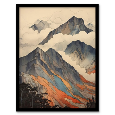Artery8 Framed Wall Art Ben Nevis Fort William Scotland Landscape Watercolour Highlands Artwork Painting12X16 Inch from B&Q