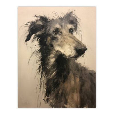 Artery8 Unframed Wall Art Deerhound Black And White Portrait Serene Elegant Charcoal Drawing12X16 Inch from B&Q