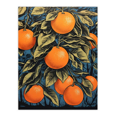 Artery8 Unframed Wall Art Orange Grove On Teal Kitchen Artwork Interior Decor Painting12X16 Inch from B&Q