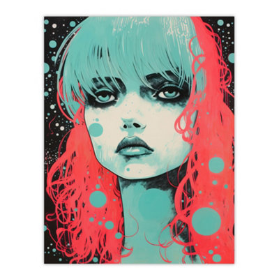 Artery8 Unframed Wall Art Emo Daydreams Crimson And Mint Modern Artwork Anime Painting12X16 Inch