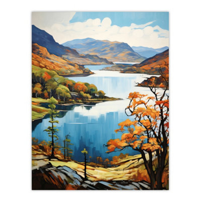 Artery8 Unframed Wall Art Loch Katrine Scotland Serene Loch Framed By Trossachs Artwork Painting12X16 Inch from B&Q