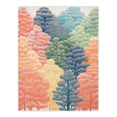 Artery8 Unframed Wall Art Can't See The Wood For The Trees By Sofia Francis Pastel Autumn Fall Artwork Painting12X16 Inch from B&Q