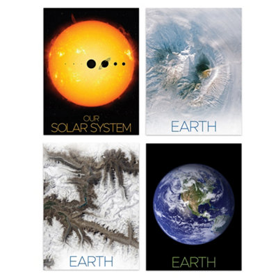 Artery8 Wall Art Print Set Of 4 Nasa Our Solar System The Sun And Planet Earth Images From Space Kamchatka Volcanoes Glaciers from B&Q