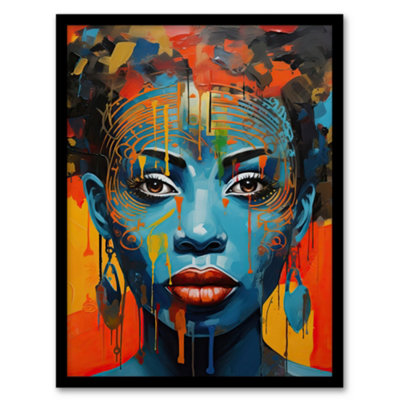 Artery8 Contemporary African Woman Palette Painting Artwork Portrait Wall Art PrintA4 Size from B&Q