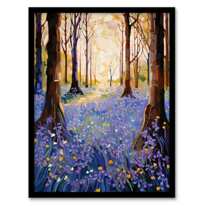 Artery8 Majestic Bluebells In Spring Wood Carpet Of Purple Flowers Wall Art PrintA4 Size from B&Q