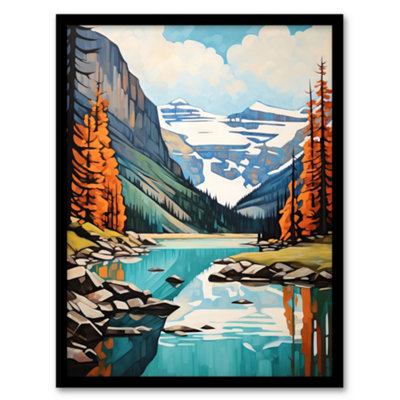 Artery8 Framed Wall Art Lake Louise Oil Painting Canada Banff National Park In Autumn12X16 Inch from B&Q