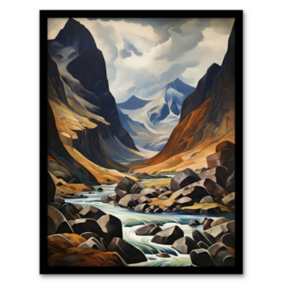 Artery8 Framed Wall Art Cairngorms National Park Oil Painting Dramatic Scottish Highlands Mountains12X16 Inch from B&Q