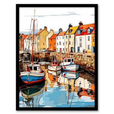 Artery8 Scotland Fishing Harbour Boats Anstruther Harbour Fife 1965 Framed Wall Art Print from B&Q