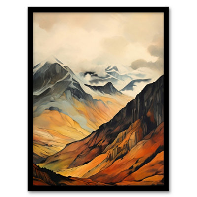 Artery8 Framed Wall Art Ben Nevis In Glen Scotland Landscape Watercolour Painting12X16 Inch from B&Q