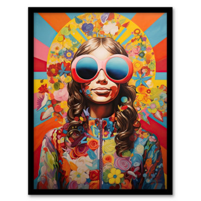 Artery8 Framed Wall Art Flower Power Fanfare Florals Maximalist Bright Bold Colourful Abstract Artwork12X16 Inch from B&Q