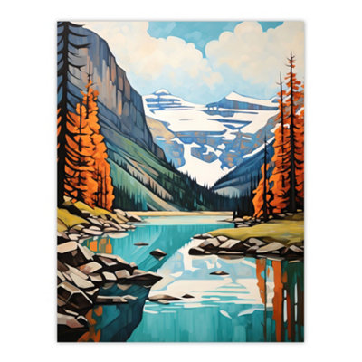 Artery8 Unframed Wall Art Lake Louise Painting Canada Banff National Park In Autumn12X16 Inch from B&Q