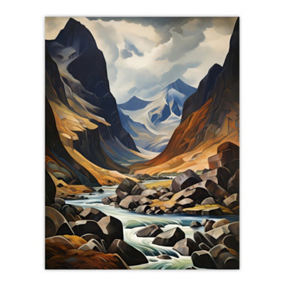 Artery8 Unframed Wall Art Cairngorms National Park Painting Dramatic Scottish Highlands Mountains12X16 Inch from B&Q