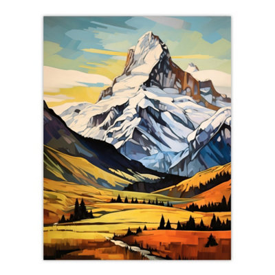 Artery8 Unframed Wall Art Swiss Alps Switzerland Painting Snow Capped Peaks Over Idyllic Alpine Meadow12X16 Inch from B&Q
