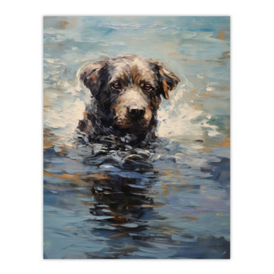 Artery8 Unframed Wall Art Labrador Retriever Swimming Claude Monet Style Dog Painting12X16 Inch from B&Q
