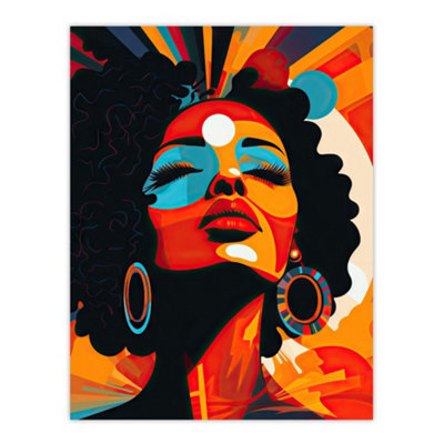 Artery8 Unframed Wall Art Modern African Art Multi-Coloured Bright Bold Abstract12X16 Inch from B&Q