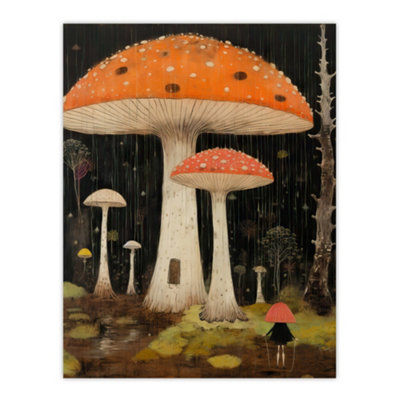 Artery8 Unframed Wall Art Beneath The Mushroom Canopy Artwork A Whimsical Scene In A Fairy Forest12X16 Inch from B&Q