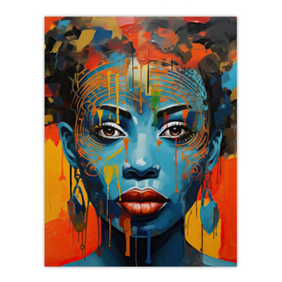 Artery8 Unframed Wall Art Contemporary African Woman Painting Artwork Portrait12X16 Inch from B&Q