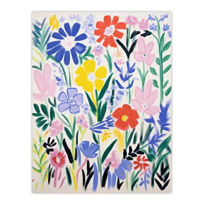 Artery8 Unframed Wall Art Simple Henri Matisse Style Flowers In The Meadow Acrylic Painting12X16 Inch from B&Q