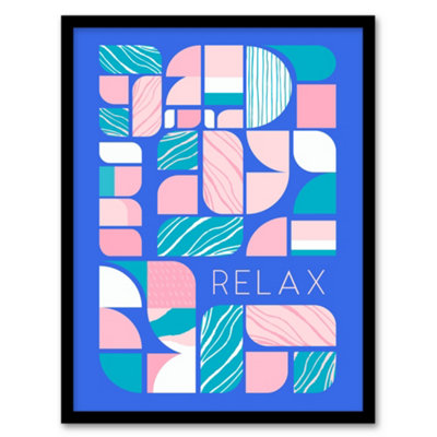 Wee Blue Coo Blue Wee Coo Framed Wall Art Chill Pattern Relax Quote Affirmation Calm Spa - 12X16 Inch