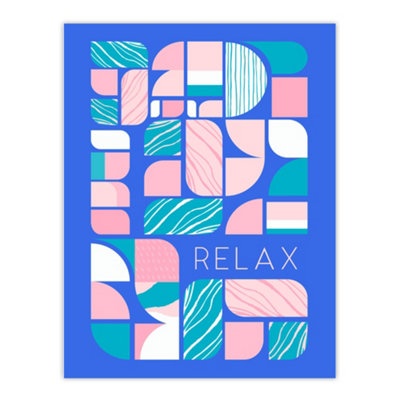 Wee Blue Coo Unframed Wall Art Chill Pattern Relax Quote Affirmation Calm Blue Spa12X16 Inch from B&Q