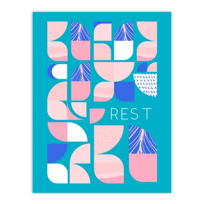 Wee Blue Coo Blue Wee Coo Unframed Wall Art Chill Pattern Rest Quote Affirmation Calm Teal Spa - 12X16 Inch