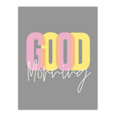 Wee Blue Coo Unframed Wall Art Good Morning Quote Grey Bedroom12X16 Inch