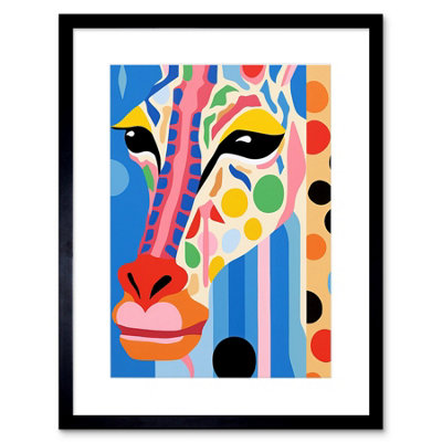 Artery8 Wall Art Print I Woke Up Like This Giraffe Henri Matisse Style Artwork Vibrant Abstract Portrait Artwork Framed 9X7 Inch from B&Q