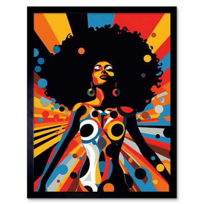 B&Q -  Framed Wall Art Afro Caribbean Woman Colour Modern Strong Matriarch Bright Bold Colourful12X16 Inch